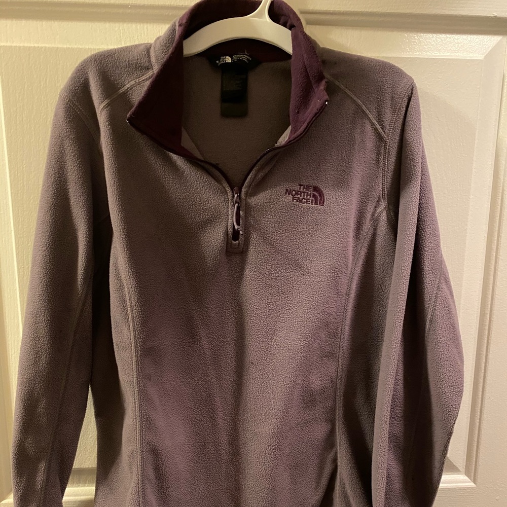Purple north face quarter zip fleece pull over